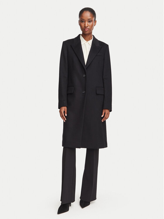 BOSS Płaszcz wełniany 50574982 Czarny Regular Fit