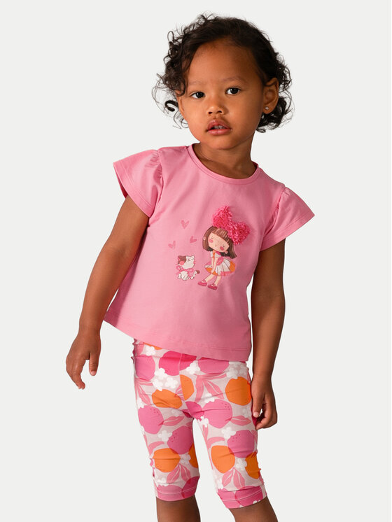 Mayoral Komplet t-shirt i legginsy 1751 Różowy Regular Fit