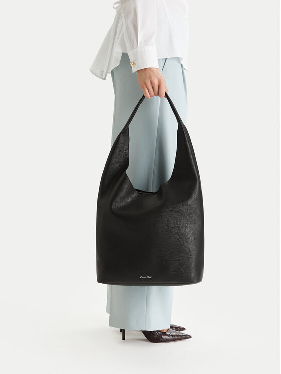 Calvin Klein Torebka Slouchy Pebble Medium Bag LV04F3596G Czarny