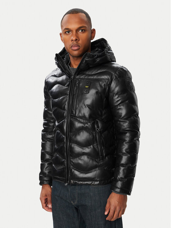 Blauer Kurtka skórzana 26WBLUL01490 007012 Czarny Slim Fit