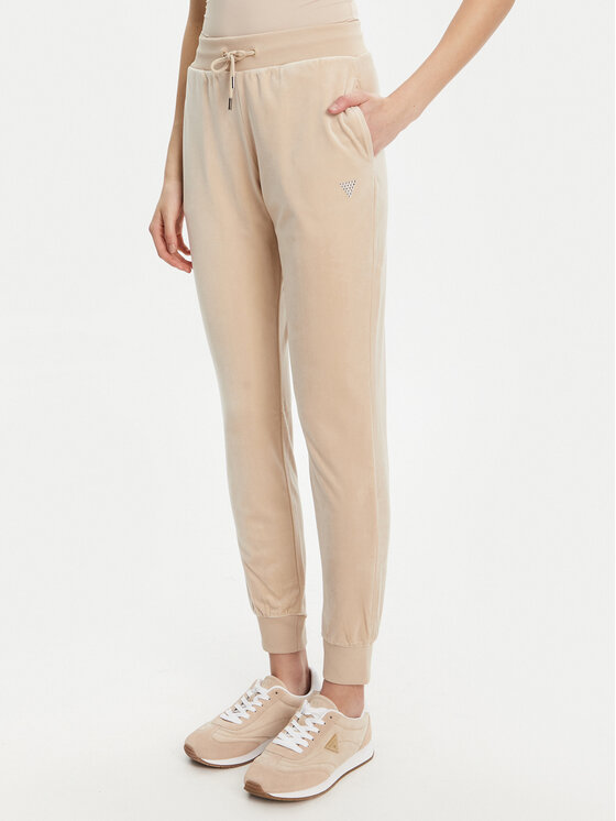 Guess Spodnie dresowe V3BB27 K0232 Beżowy Regular Fit