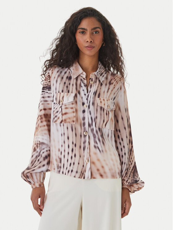 Guess Koszula W6GH22 W1789 Beżowy Regular Fit