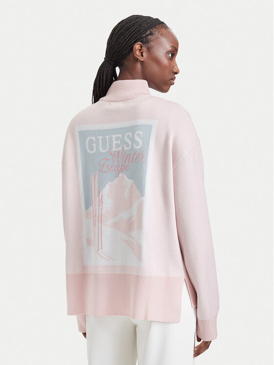 Guess Sweter V6BR12 Z1673 Różowy jasny Regular Fit