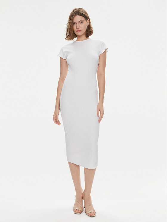 Calvin Klein Sukienka letnia Q-Nova K20K206537 Biały Slim Fit