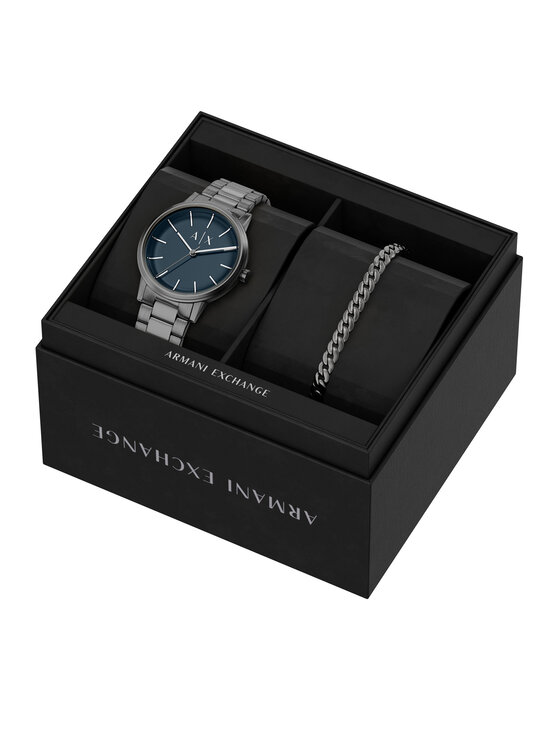 Armani Exchange Zestaw zegarek i bransoletka Cayde Gift Set AX7183SET Szary