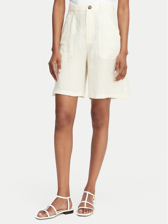 Marella Szorty materiałowe Emme by Marella Adorni 2615141032 Kremowy Regular Fit