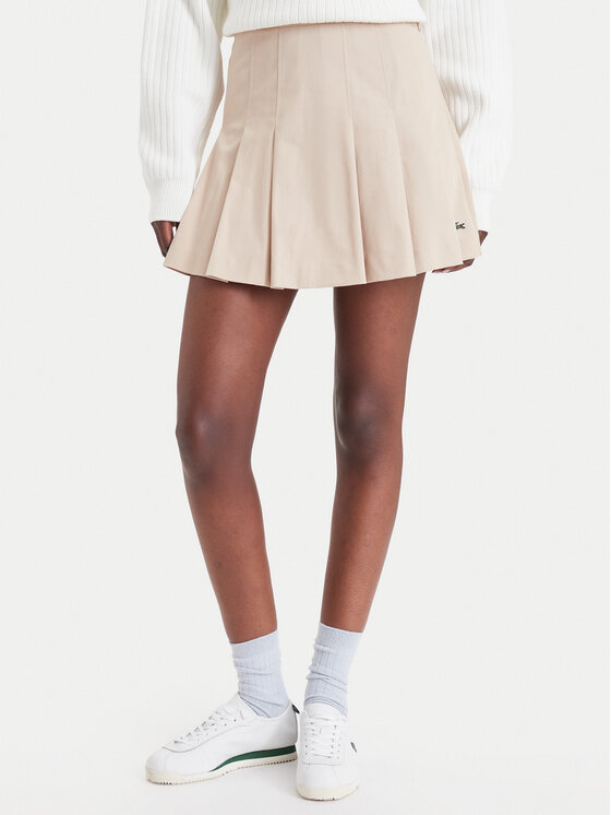 Lacoste Spódnica plisowana JF8001 Beżowy Regular Fit