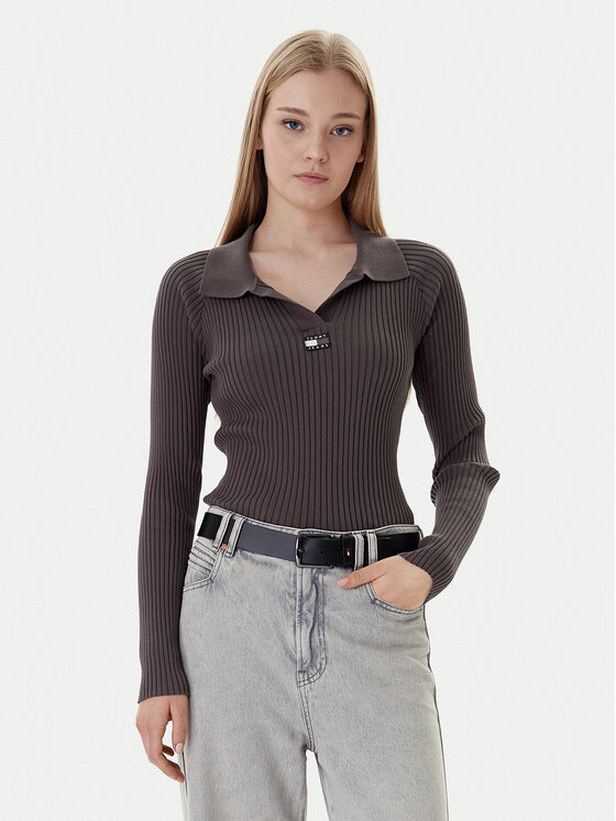 Tommy Jeans Sweter DW0DW22036 Brązowy Slim Fit