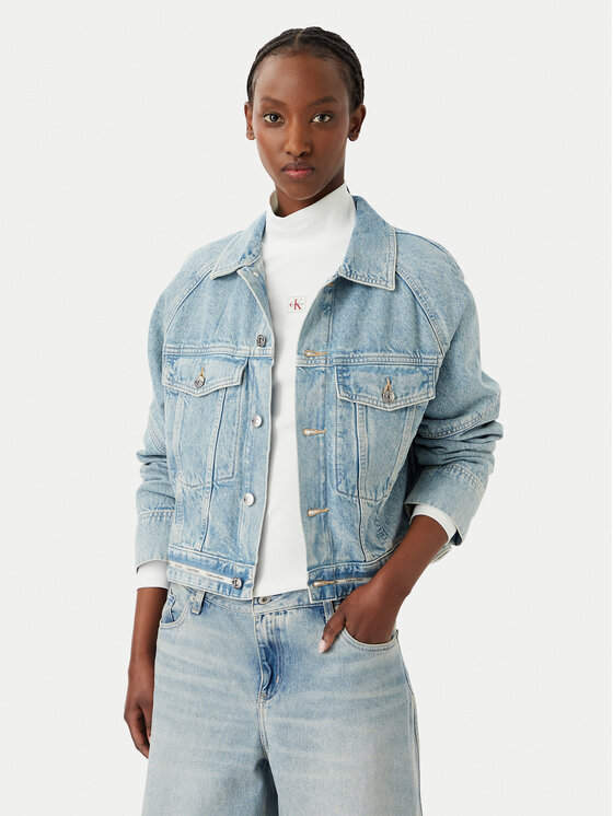 Calvin Klein Jeans Kurtka jeansowa LV047G726G Niebieski jasny Boxy Fit