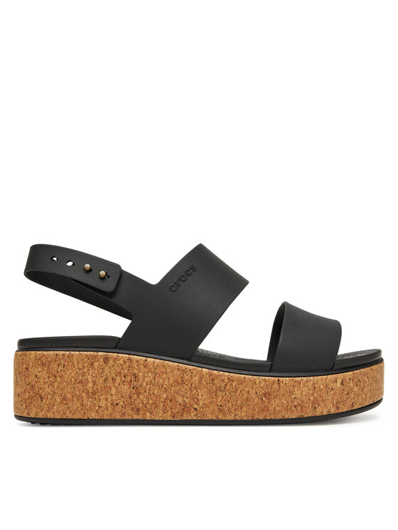 Crocs Sandały Brooklyn Cork Low Wedge 211144 Czarny
