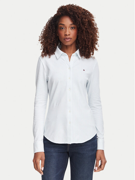 Tommy Hilfiger Koszula 1985 WW0WW43528 Niebieski jasny Slim Fit