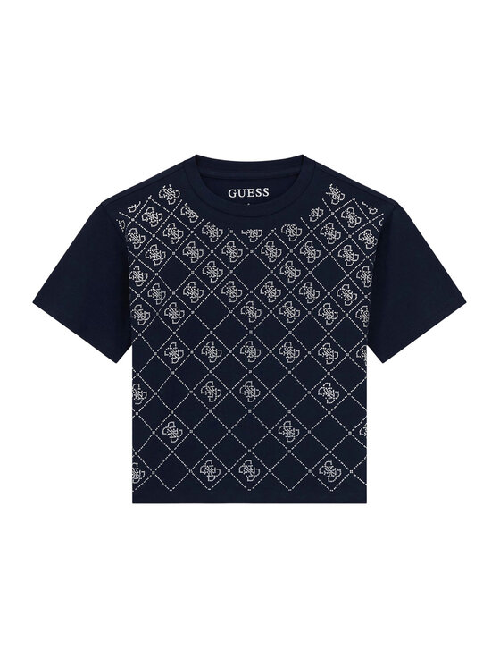 Guess T-Shirt J6GI05 K6YW4 Granatowy Boxy Fit