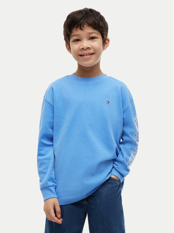 Tommy Hilfiger Bluzka Graphic KB0KB10512 Niebieski jasny Regular Fit
