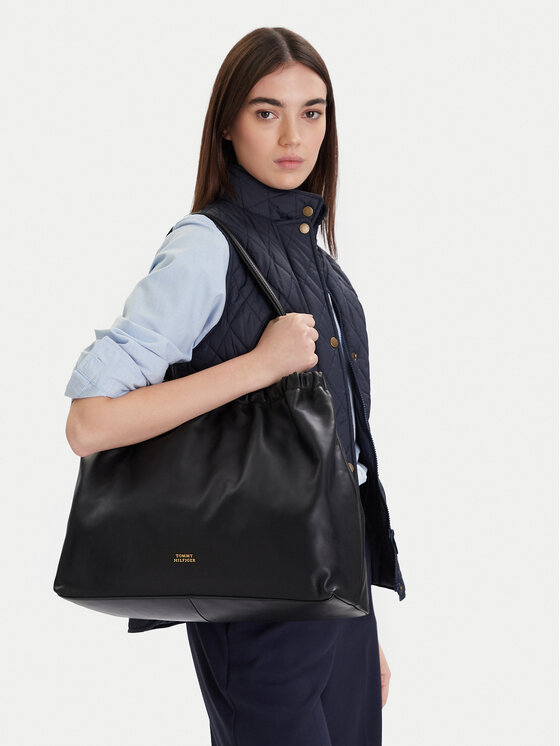 Tommy Hilfiger Torebka Soft Leather Tote AW0AW18308 Czarny