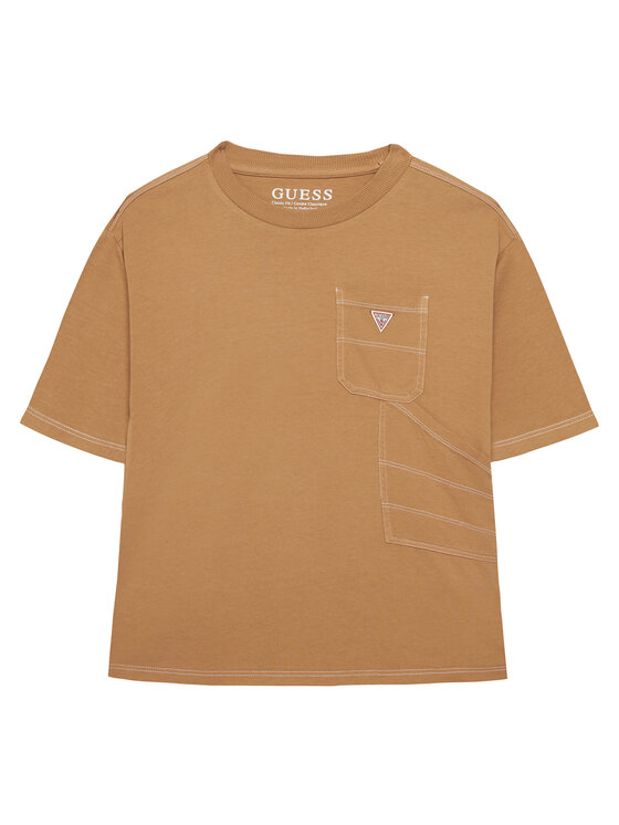 Guess T-Shirt L6RI07 K8HM4 Beżowy Regular Fit