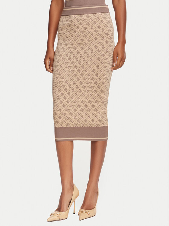 Guess Spódnica ołówkowa W6YD19 Z0961 Beżowy Slim Fit