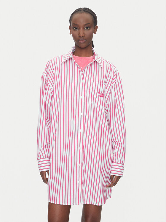 Tommy Jeans Sukienka koszulowa DW0DW21122 Różowy Relaxed Fit