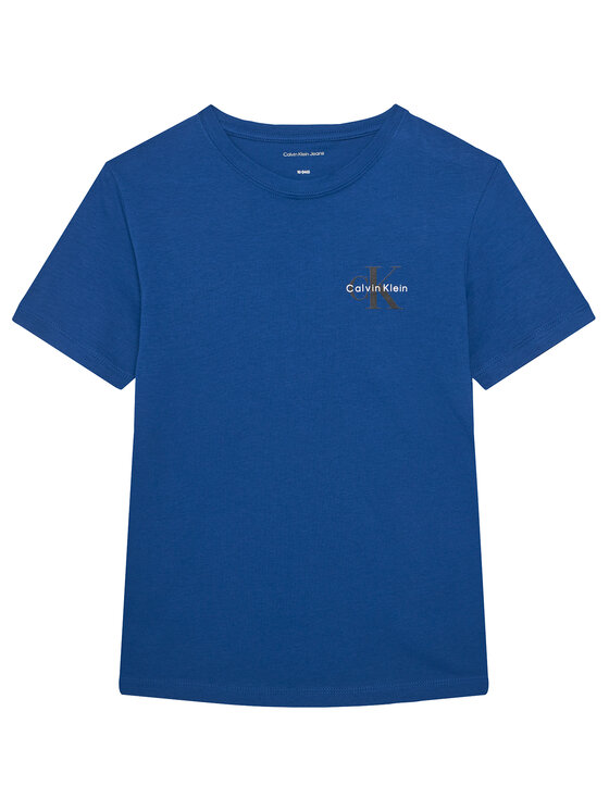 Calvin Klein Jeans T-Shirt Chest Monologo IU0IU00719 Niebieski Regular Fit