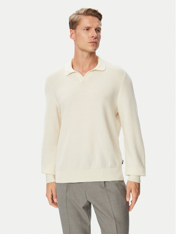 BOSS Sweter H-Lomarino 50565511 Kremowy Regular Fit