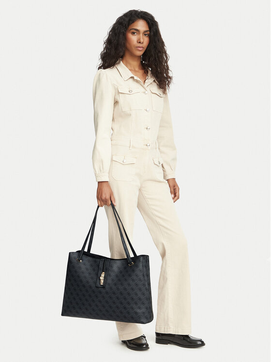 Guess Torebka Yvonne Logo Travel TWLB23 78024 Szary ciemny