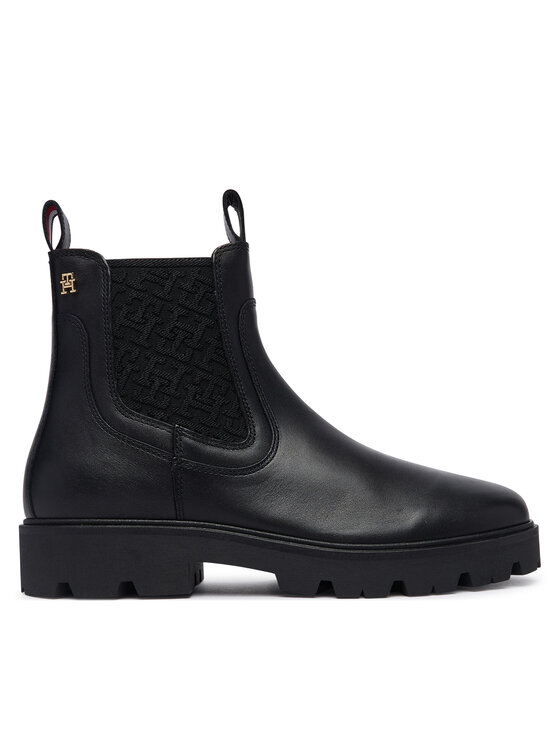 Tommy Hilfiger Sztyblety Th Monogram Leather Chelsea Boot FW0FW09562 Czarny