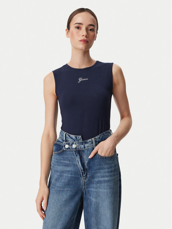 Guess Top W6YP17 K3881 Granatowy Regular Fit