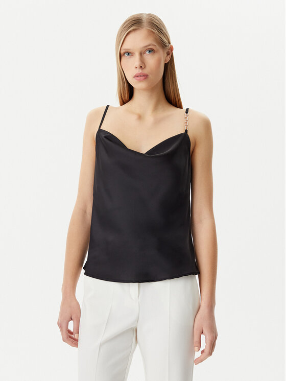 Rinascimento Top CFC0019818002 Czarny Regular Fit