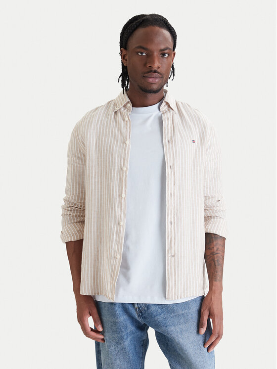 Tommy Hilfiger Koszula Bengal MW0MW42400 Beżowy Regular Fit