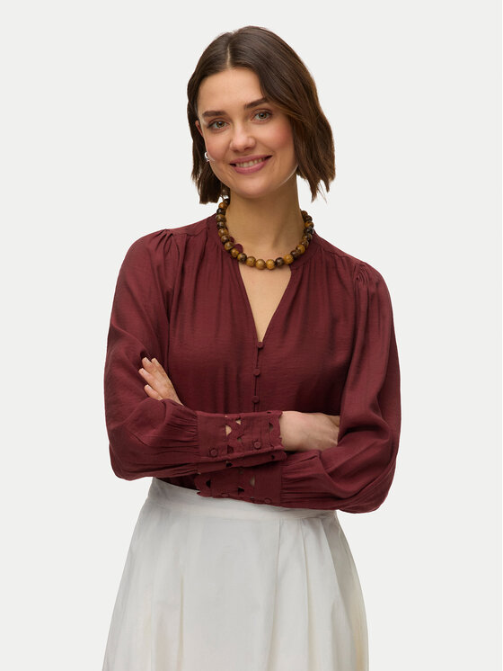 Vero Moda Koszula Irina 10338396 Bordowy Regular Fit