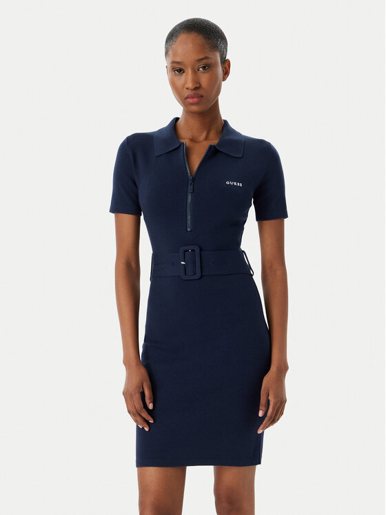 Guess Sukienka dzianinowa V6RK08 Z4642 Granatowy Slim Fit