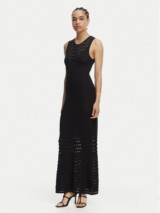LOLA CASADEMUNT Sukienka dzianinowa MS2616001 Czarny Slim Fit