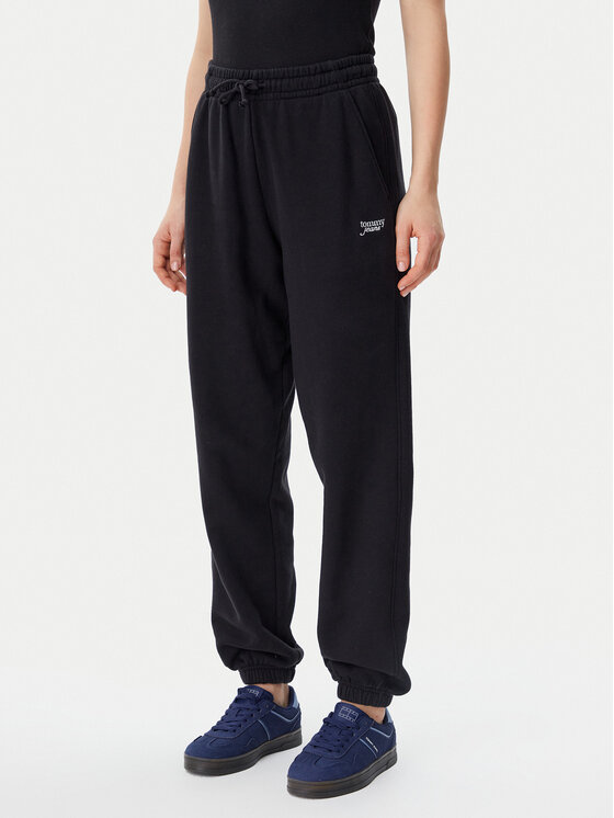 Tommy Jeans Spodnie dresowe Script DW0DW20670 Czarny Relaxed Fit