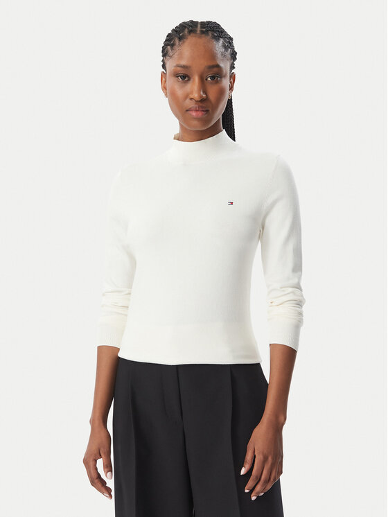 Tommy Hilfiger Sweter WW0WW51383 Kremowy Slim Fit