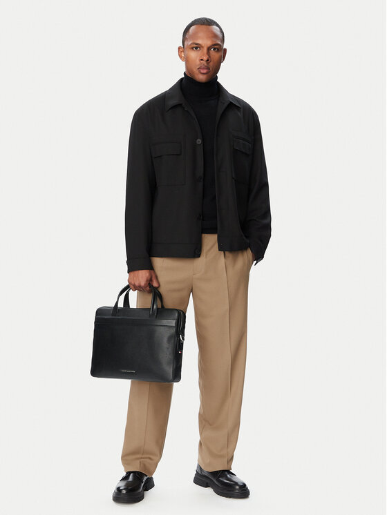 Tommy Hilfiger Torba na laptopa Th Business Leather Computer Bag AM0AM14731 Czarny
