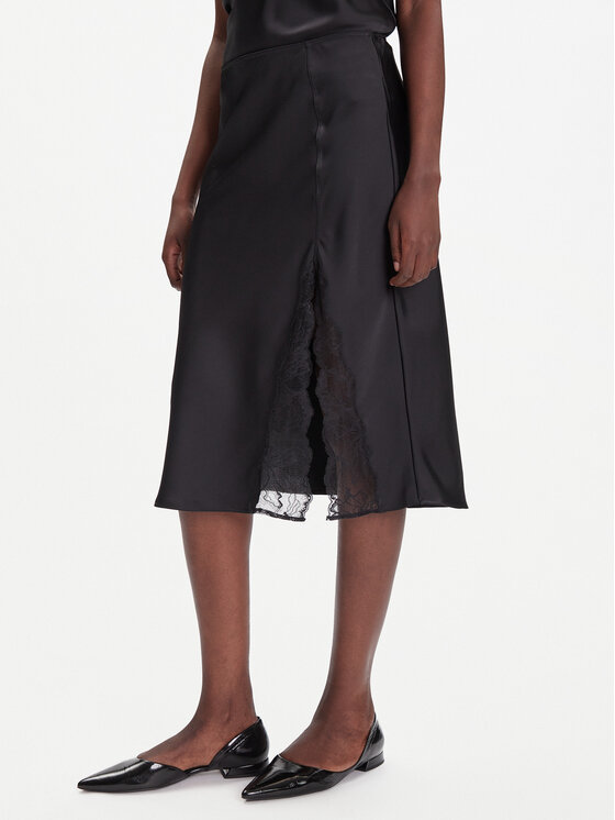 Calvin Klein Spódnica midi LV044C672G Czarny Regular Fit