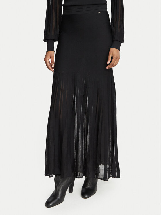 Fracomina Spódnica maxi FR26WG4004K416F9 Czarny Flare Fit