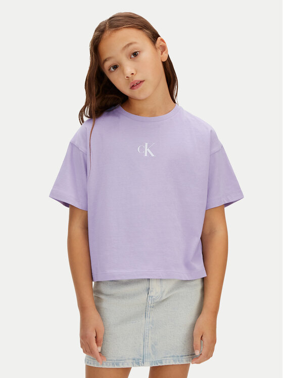 Calvin Klein Jeans T-Shirt LVCKSJA16G Fioletowy Boxy Fit