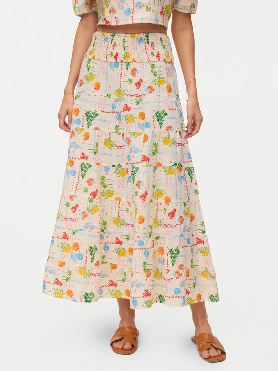 Vero Moda Spódnica maxi Elena 10351018 Beżowy jasny Regular Fit