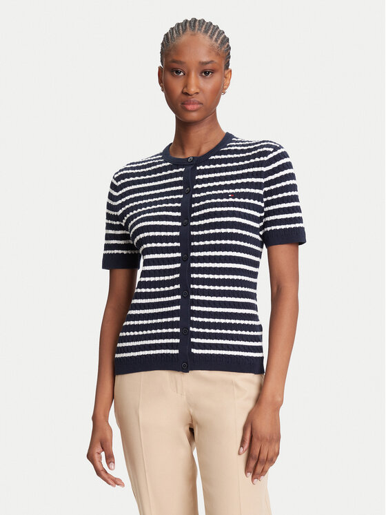 Tommy Hilfiger Kardigan WW0WW45707 Granatowy Slim Fit