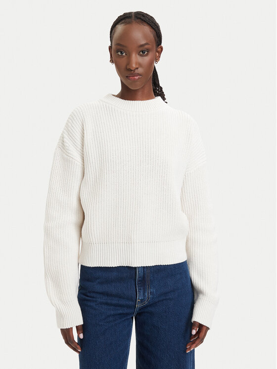 HUGO Sweter Slogerya_B 50565449 Kremowy Regular Fit