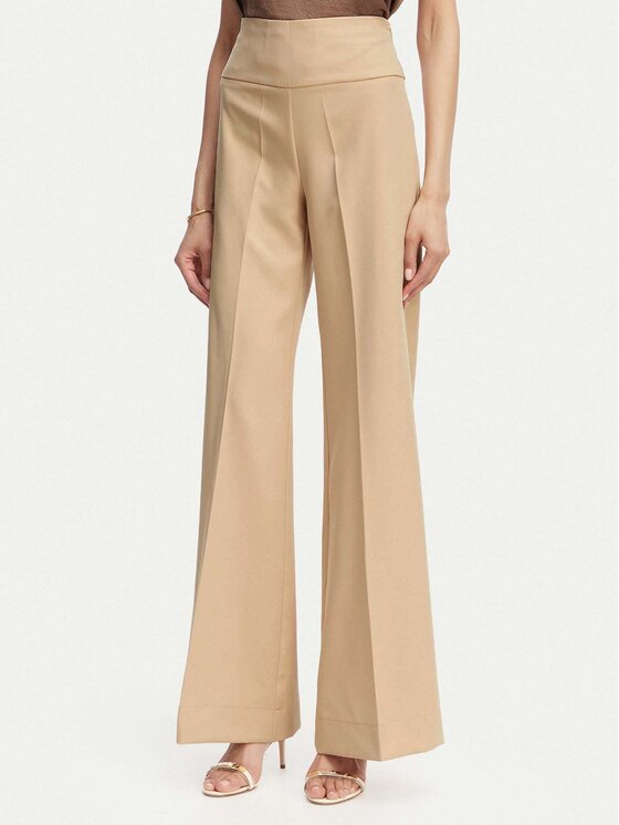 ACCESS FASHION Spodnie materiałowe 63-5022-135 Beżowy Flare Fit