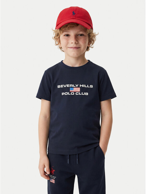 Beverly Hills Polo Club T-Shirt P-SS26B-TS0132 Granatowy Regular Fit