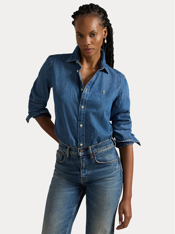 Polo Ralph Lauren Koszula jeansowa 211969458001 Niebieski Slim Fit