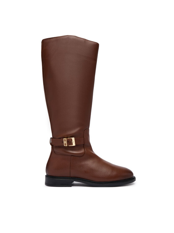 Tommy Hilfiger Kozaki Th Buckle Leather Knee Boot FW0FW09572 Brązowy