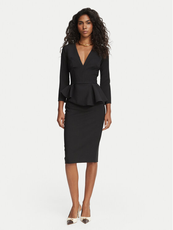 Elisabetta Franchi Sukienka koktajlowa AB-010-67E2-V400 Czarny Fitted Fit