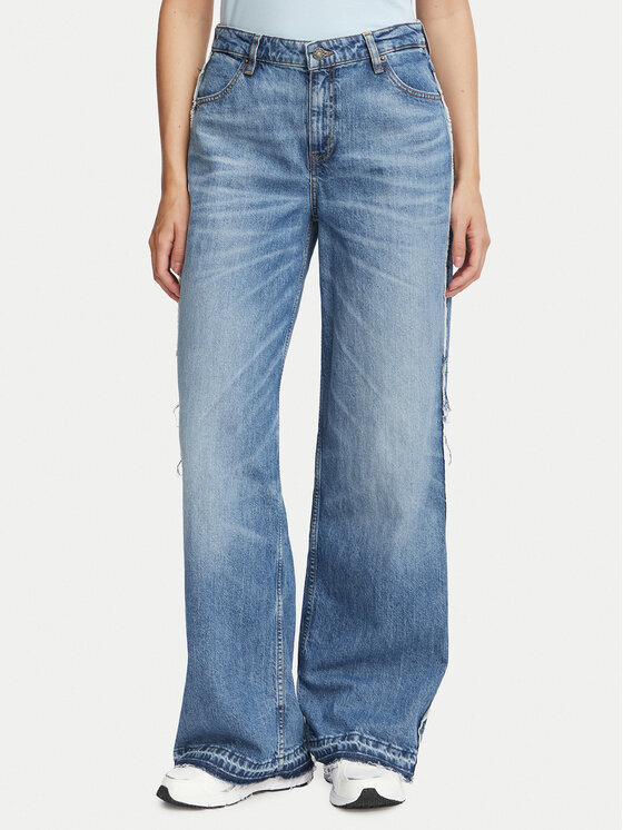 Guess Jeans Jeansy W6BA18 D1795 Niebieski Wide Leg
