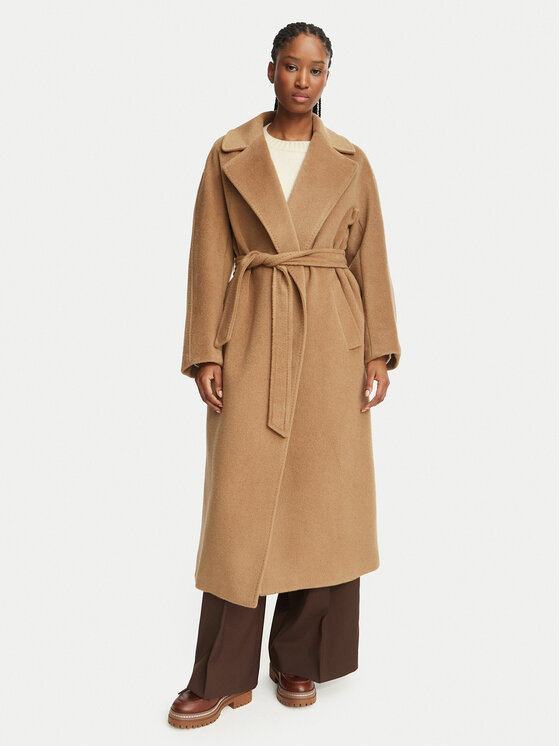 Weekend Max Mara Płaszcz wełniany Tempera 2625016072 Brązowy jasny Regular Fit