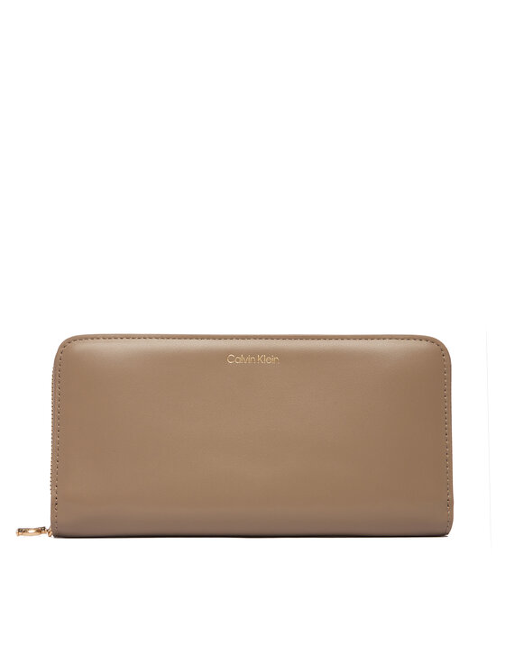 Calvin Klein Portfel Ck Large Zip Around LV04F1093G Beżowy