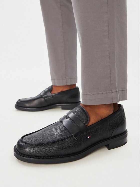 Tommy Hilfiger Lordsy Lth Mix Dress Hilfiger Loafer FM0FM06087 Czarny