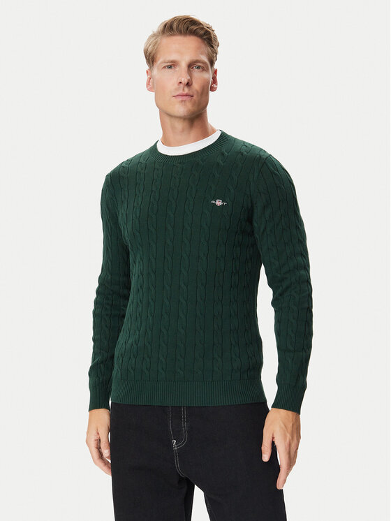 Gant Sweter 8050601 Zielony ciemny Regular Fit